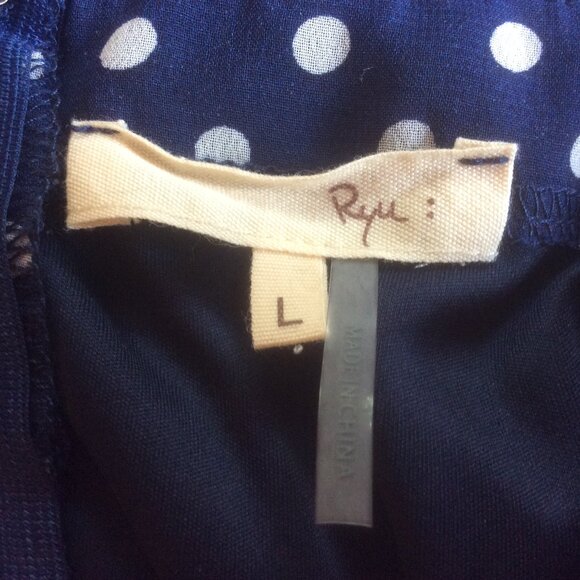 Ryu Anthropologie Blue/White Polka Dot Lace Vintage Inspired Swing Lined Dress L - Picture 3 of 6